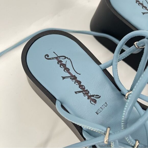 Free People Georgie Blue Wrap Gladiator Platform Open Toe Wedge Sandals Size 9 - Picture 9 of 16